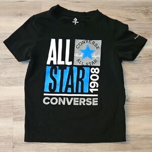 CONVERSE Black Graphic T-Shirt, Chuck Taylor Series Sz.6 Boys'